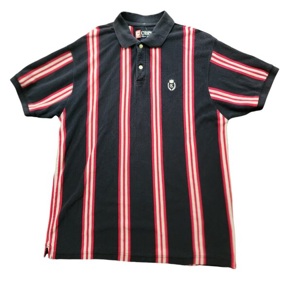 Chaps Ralph Lauren Vintage 90’s Vertical Striped Polo Shirt Size L Logo - Picture 12 of 14